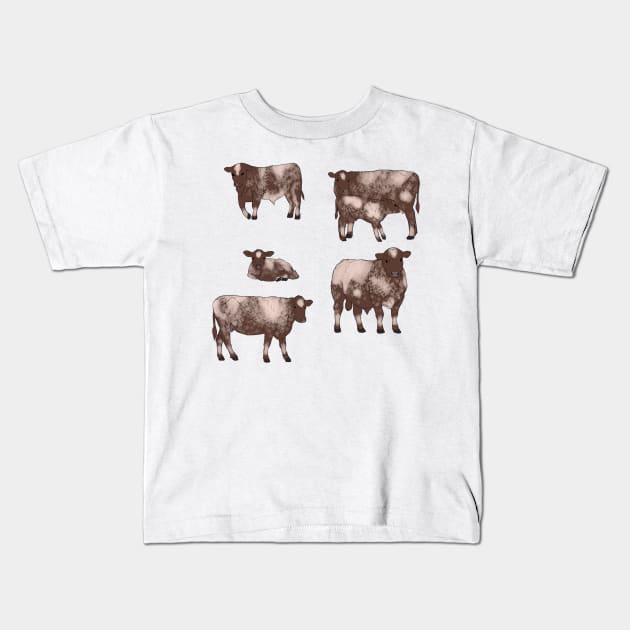 Shorthorn Cattle Pack Kids T-Shirt by TrapperWeasel